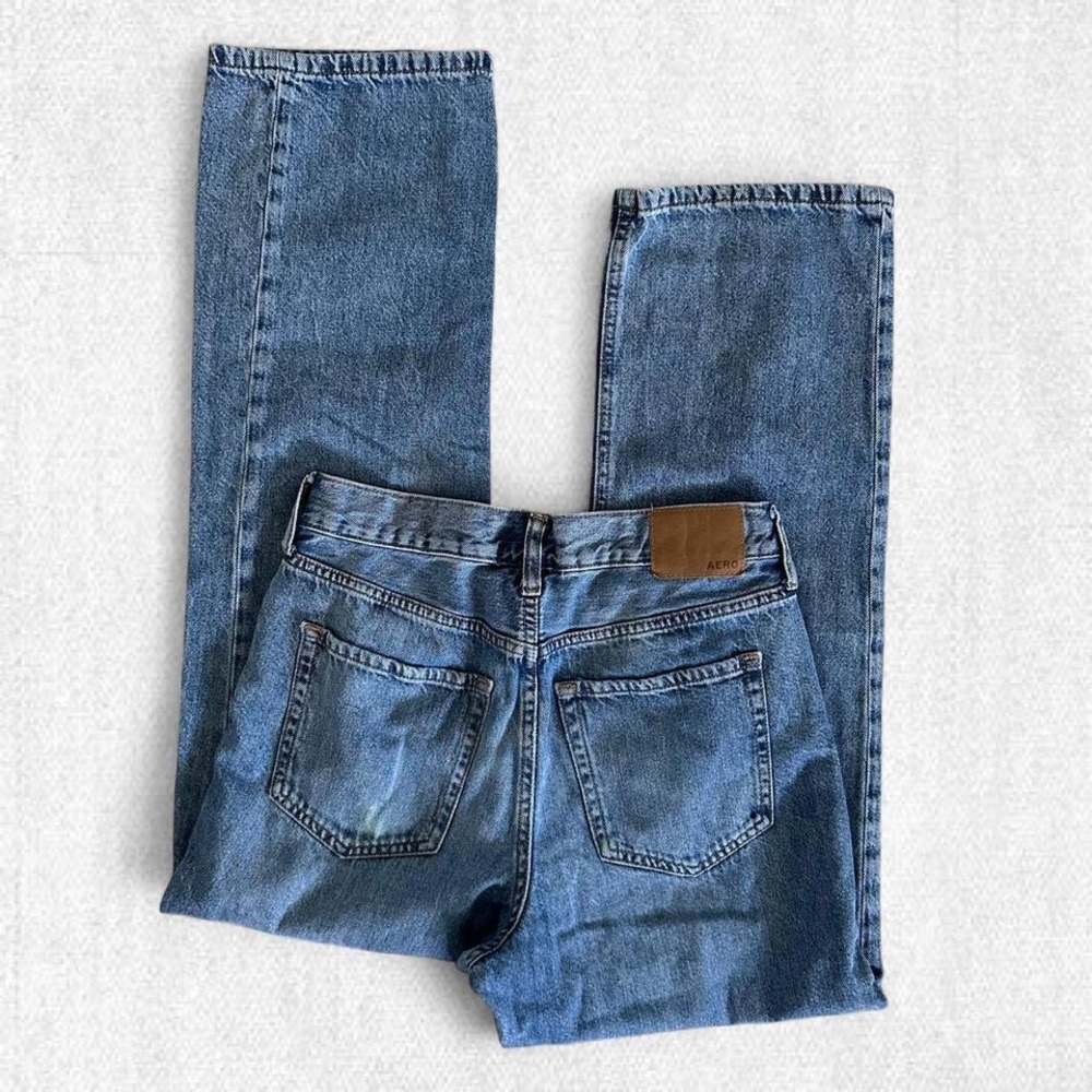 Aeropostale High Rise Baggy Jeans Medium Wash Blue Womens Size 2 Short Denim - Picture 3 of 8